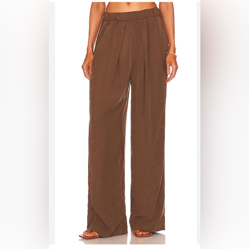 Free People Pleated Brown Trousers Size L